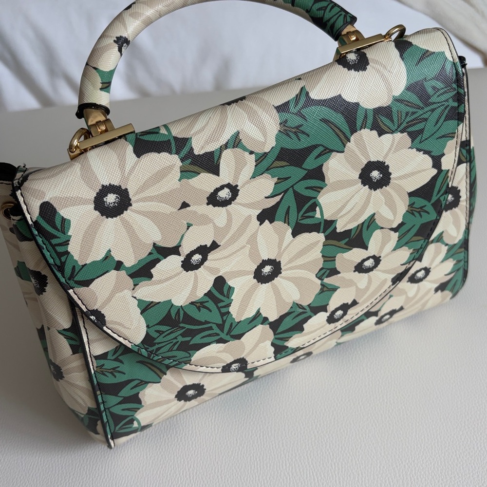 Green Floral Print Handbag